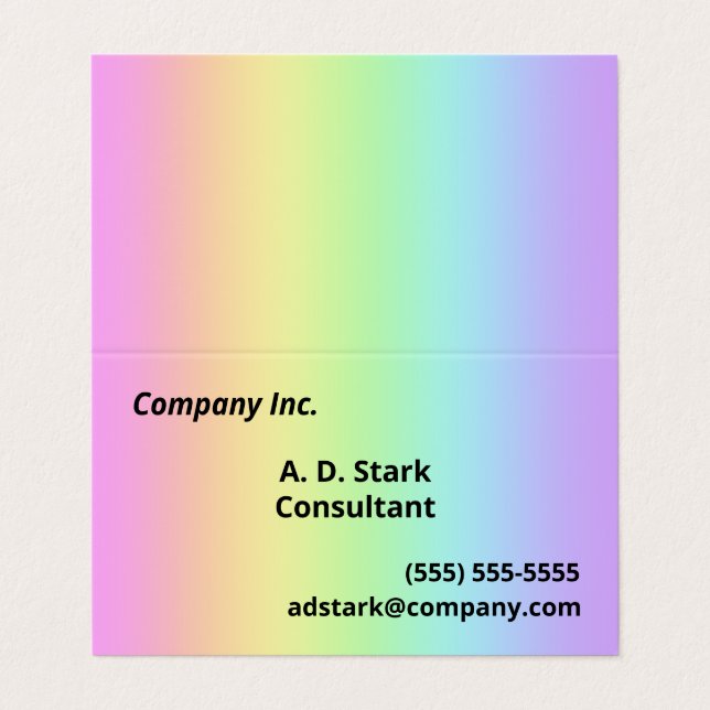 Pastel Rainbow Gradient Folded Business Cards (Outside Unfolded)