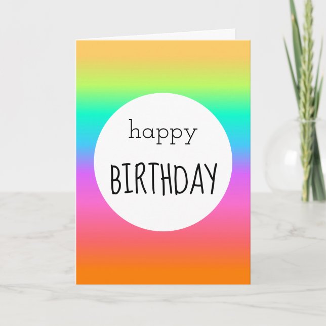 Pastel Rainbow Gradient Happy Birthday Card (Front)