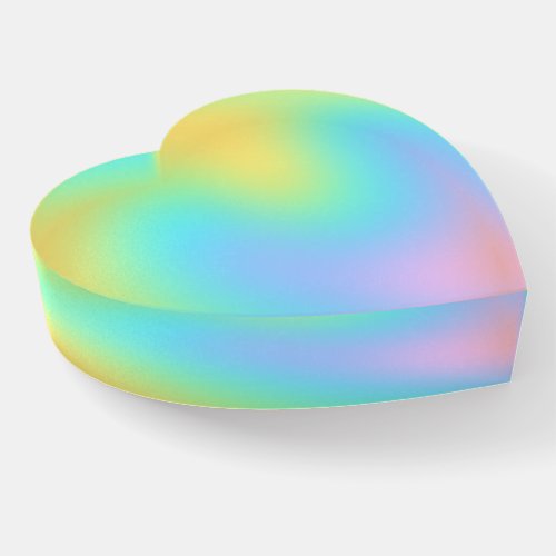 Pastel Rainbow Gradient Heart Block Paperweight