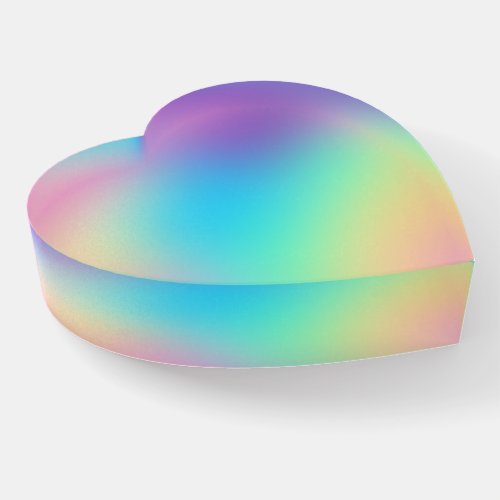 Pastel Rainbow Gradient Heart Block Paperweight