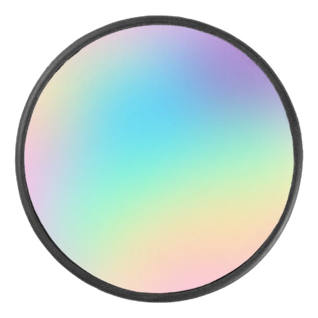 Pastel Rainbow Gradient Hockey Puck (Front)