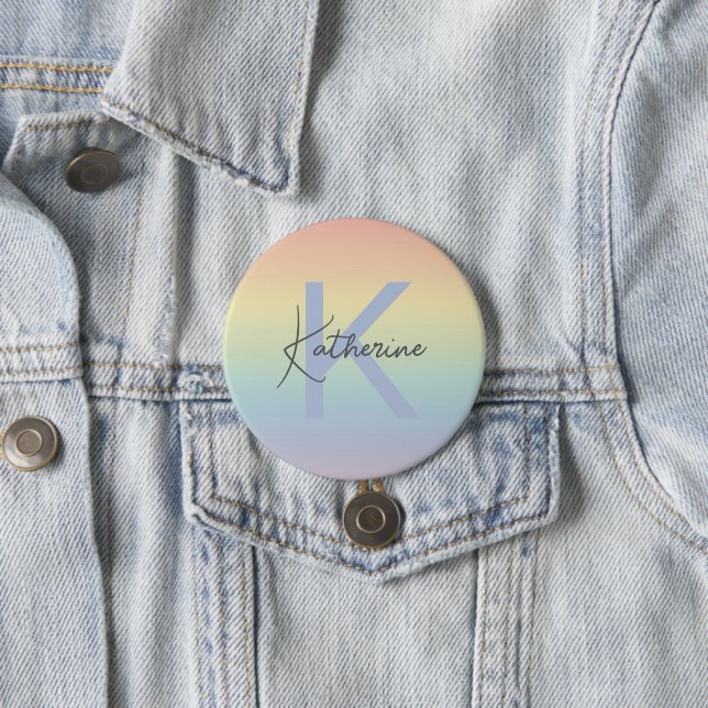 Pastel Rainbow Gradient Monogram Button (In Situ)