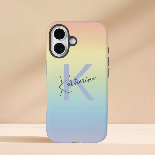Pastel Rainbow Gradient Monogram Iphone Case (Creator Uploaded)