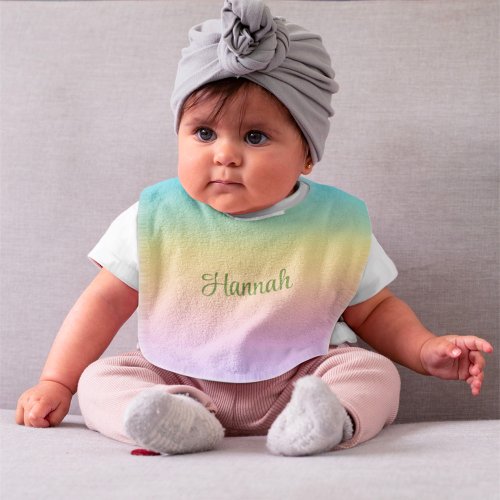 Pastel Rainbow Gradient Ombre Baby Bib