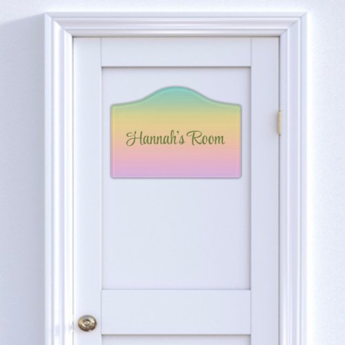 Pastel Rainbow Gradient Ombre Custom Name Door Sign