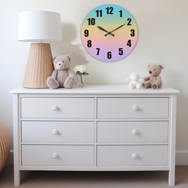 Pastel Rainbow Gradient Ombre Large Clock (Creator Uploaded)