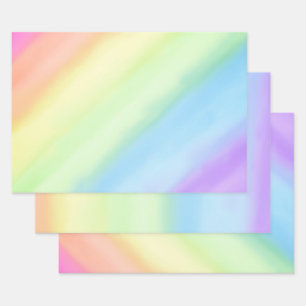 Pastel Rainbow Gradient Ombré Wrapping Paper Sheets