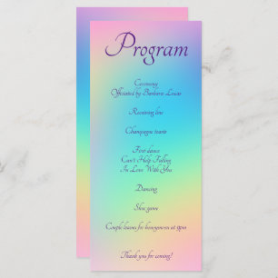 Pastel Rainbow Gradient Wedding Program