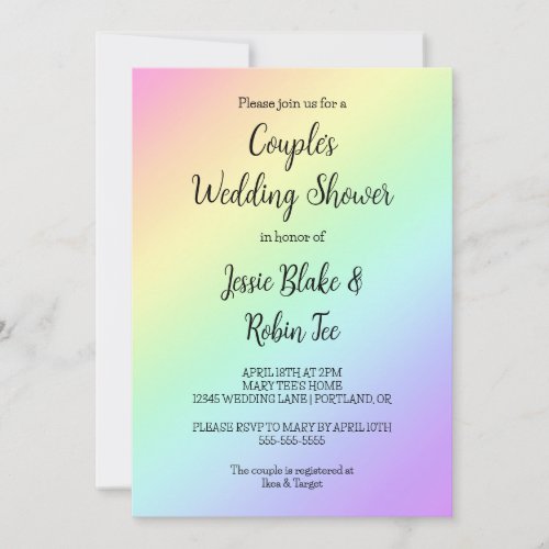 Pastel Rainbow Gradient Wedding Shower Invitation