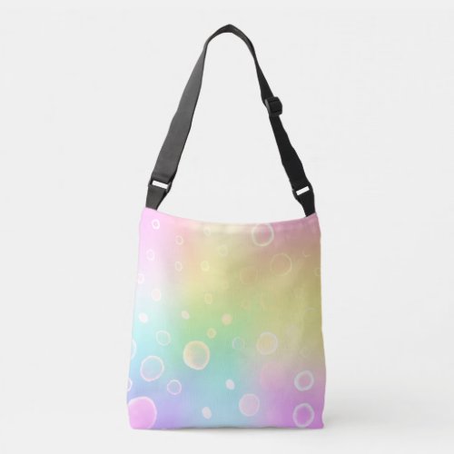 Pastel Rainbow Gradient with Bubbles Crossbody Bag