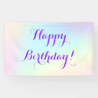 Soft Prismatic Pastel Gradient Happy Birthday Banner