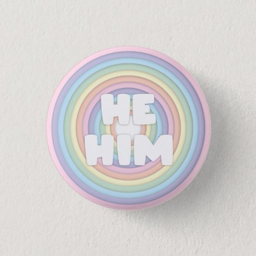 Pastel Rainbow HeHim Pronouns  Button