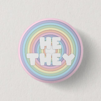 Pastel Rainbow He/They Pronouns Button