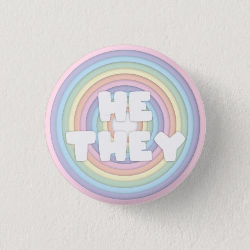 Pastel Rainbow HeThey Pronouns  Button
