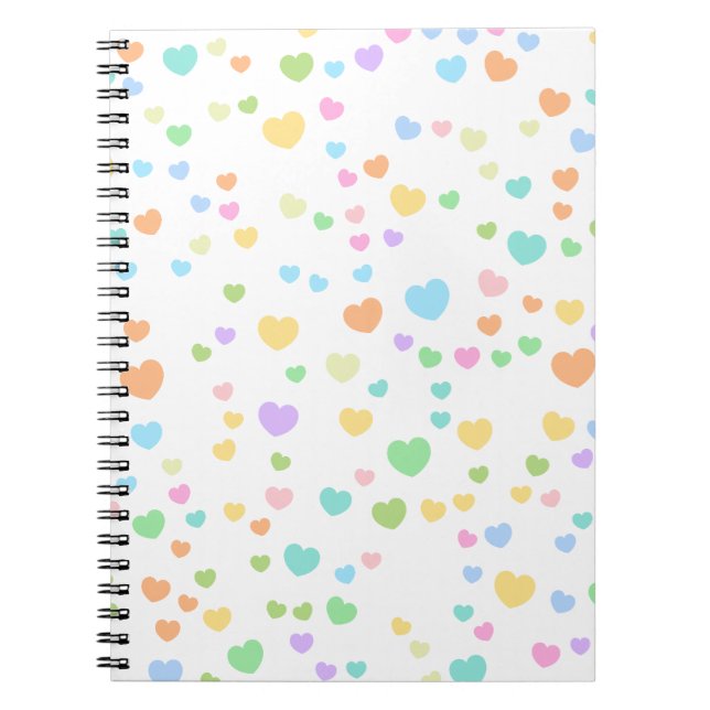 Pastel Rainbow Heart Pattern art Notebook (Front)
