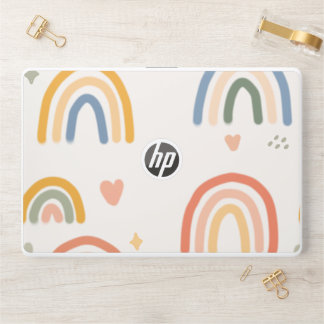 Pastel Rainbow & Hearts Pattern HP Laptop Skin