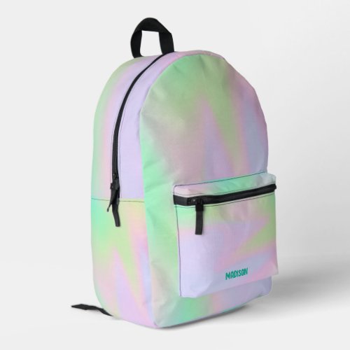 Pastel Rainbow Hologram Watercolor Custom Name Printed Backpack
