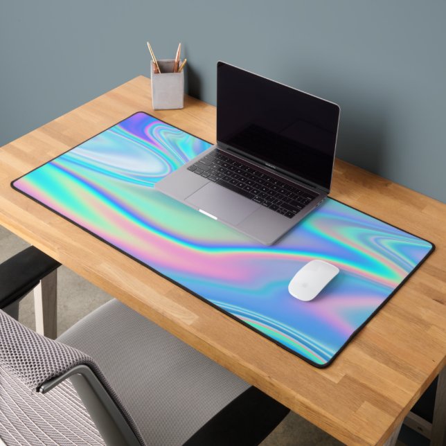 Pastel Rainbow Holograph Abstract Desk Mat (Office 2)
