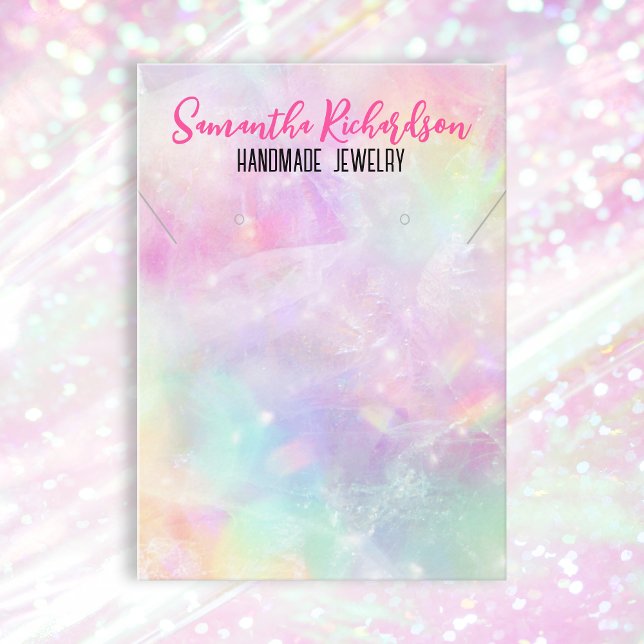 Pastel Rainbow Holographic Crystal Jewelry Display Business Card (Creator Uploaded)