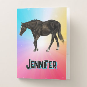 Pastel Rainbow Horse Name Pocket Folders