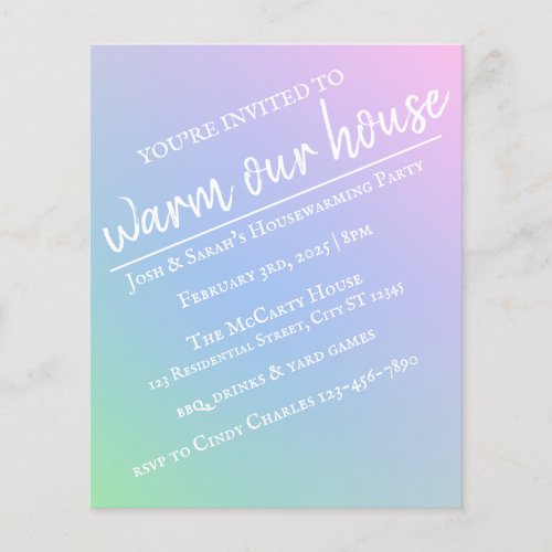 Pastel Rainbow Housewarming Party Flyer