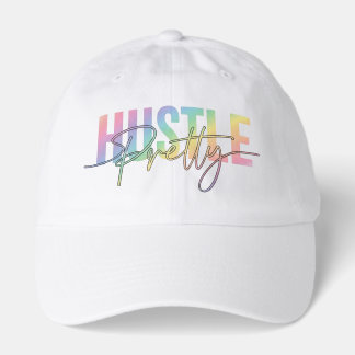 Pastel Rainbow Hustle Pretty Typography White Hat