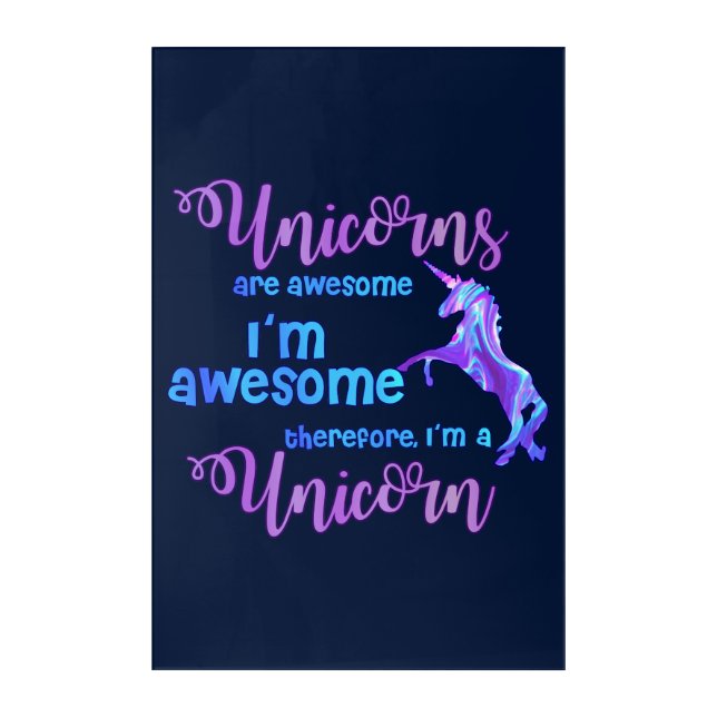 Pastel Rainbow I'm A Unicorn Acrylic Print (Front)