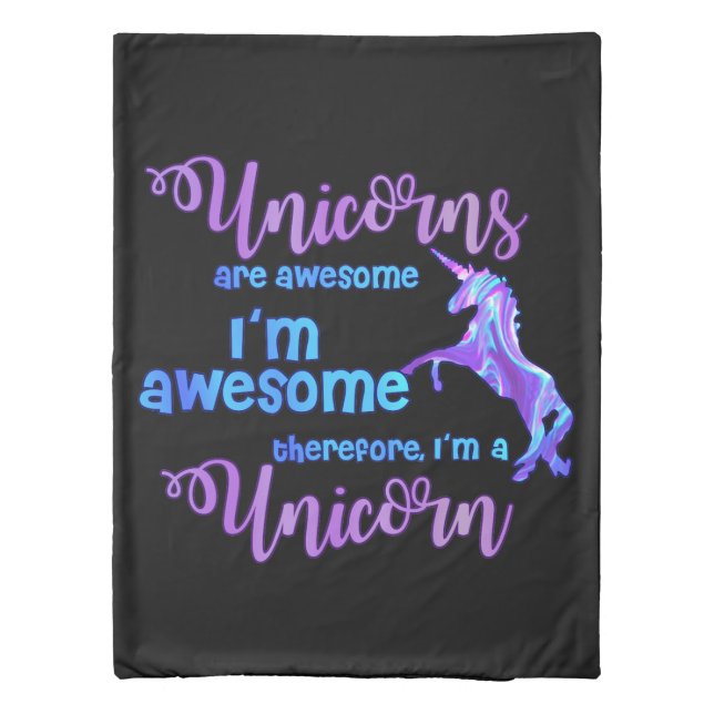 Pastel Rainbow I'm A Unicorn Duvet Cover (Back)