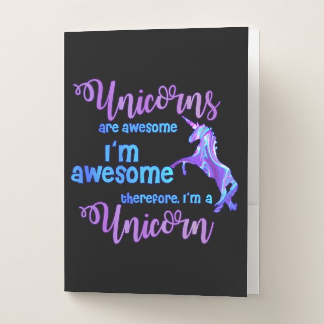 Pastel Rainbow I'm A Unicorn Pocket Folder (Front)