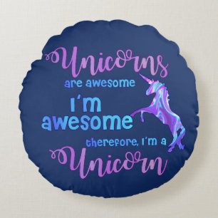 Pastel Rainbow I'm A Unicorn Round Pillow