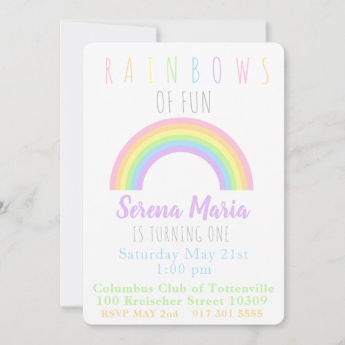 Pastel Rainbow Invitation