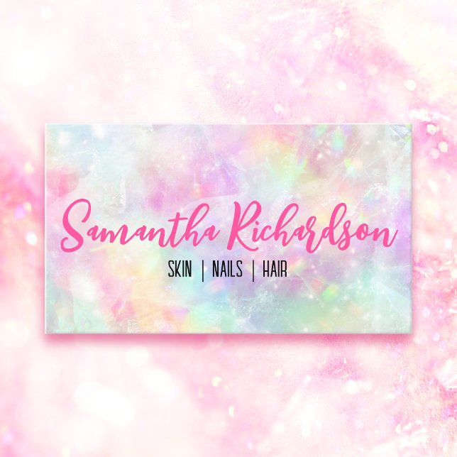 Pastel Rainbow Iridescent Holographic Opal Crystal Business Card (Creator Uploaded)