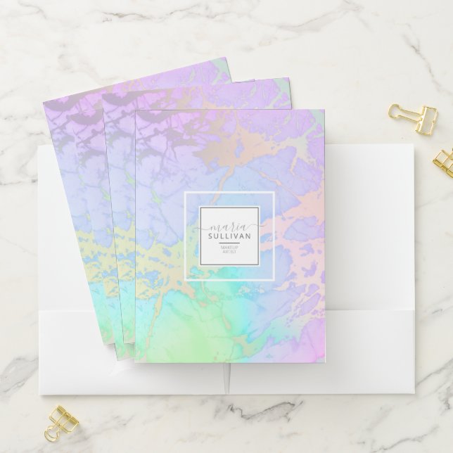 Pastel Rainbow Islands Abstract ID798 Pocket Folder (In Situ)