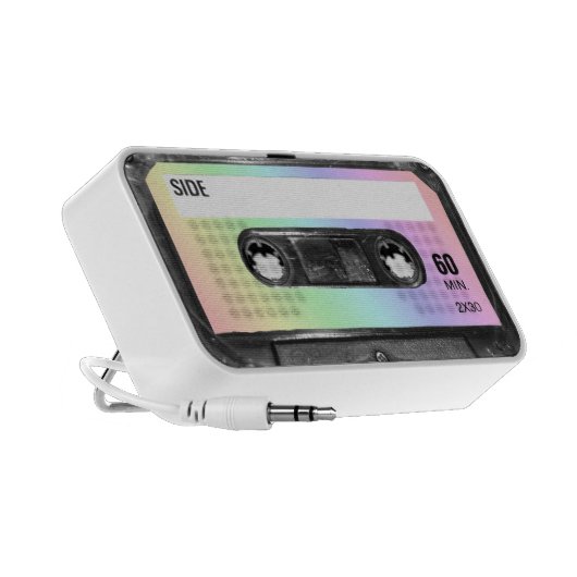 Pastel Rainbow Label Cassette Portable Speaker (Side)