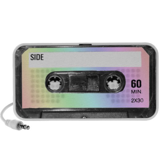Pastel Rainbow Label Cassette Portable Speaker (Front)