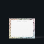 Pastel Rainbow Leopard Personal Stationery Card<br><div class="desc">This pretty pastel rainbow gradient black and white snow leopard print border note card has modern, sans serif name text to make this personalized stationery a fun choice for a vibrant young lady that can't get enough of animal print. Use the customize option to change the pattern colors to ANY...</div>