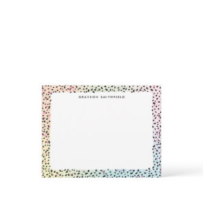 Pastel Rainbow Leopard Personal Stationery Card
