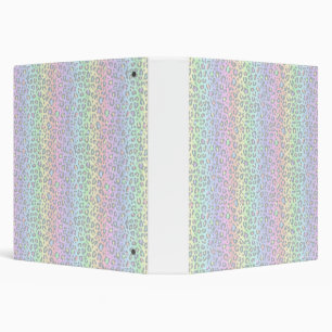Pastel Rainbow Leopard Print 3 Ring Binder