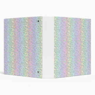 Pastel Rainbow Leopard Print 3 Ring Binder