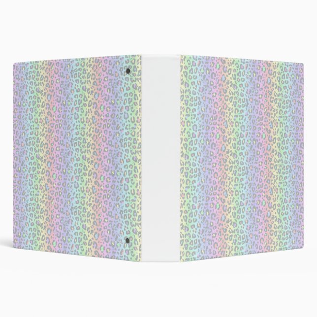 Pastel Rainbow Leopard Print 3 Ring Binder (Background)