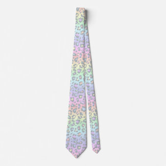 Pastel Rainbow Leopard Print Neck Tie