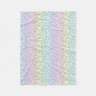 Pastel Rainbow Leopard Print Pattern Fleece Blanket