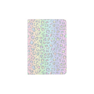 Pastel Rainbow Leopard Print Pattern Passport Holder
