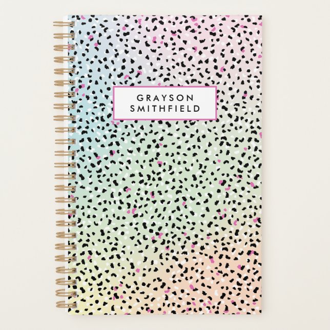 Pastel Rainbow Leopard Print Planner (Front)