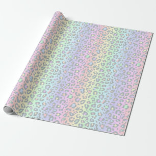Pastel Rainbow Leopard Print Wrapping Paper
