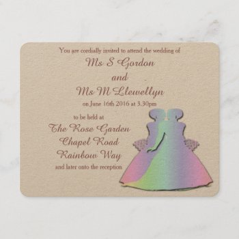 Pastel Rainbow Lesbian Brides' Wedding Invitation by AGayMarriage at Zazzle