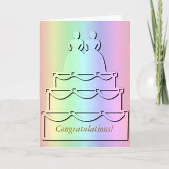 Pastel Rainbow Lesbian Wedding Cake Card by AGayMarriage at Zazzle