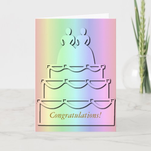 Pastel Rainbow Lesbian Wedding Cake Card
