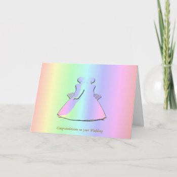 Pastel Rainbow Lesbian Wedding Card by AGayMarriage at Zazzle