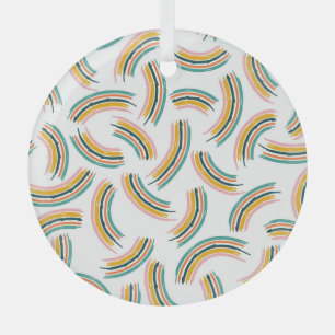 Pastel Rainbow Lines: Vintage Seamless Glass Ornament